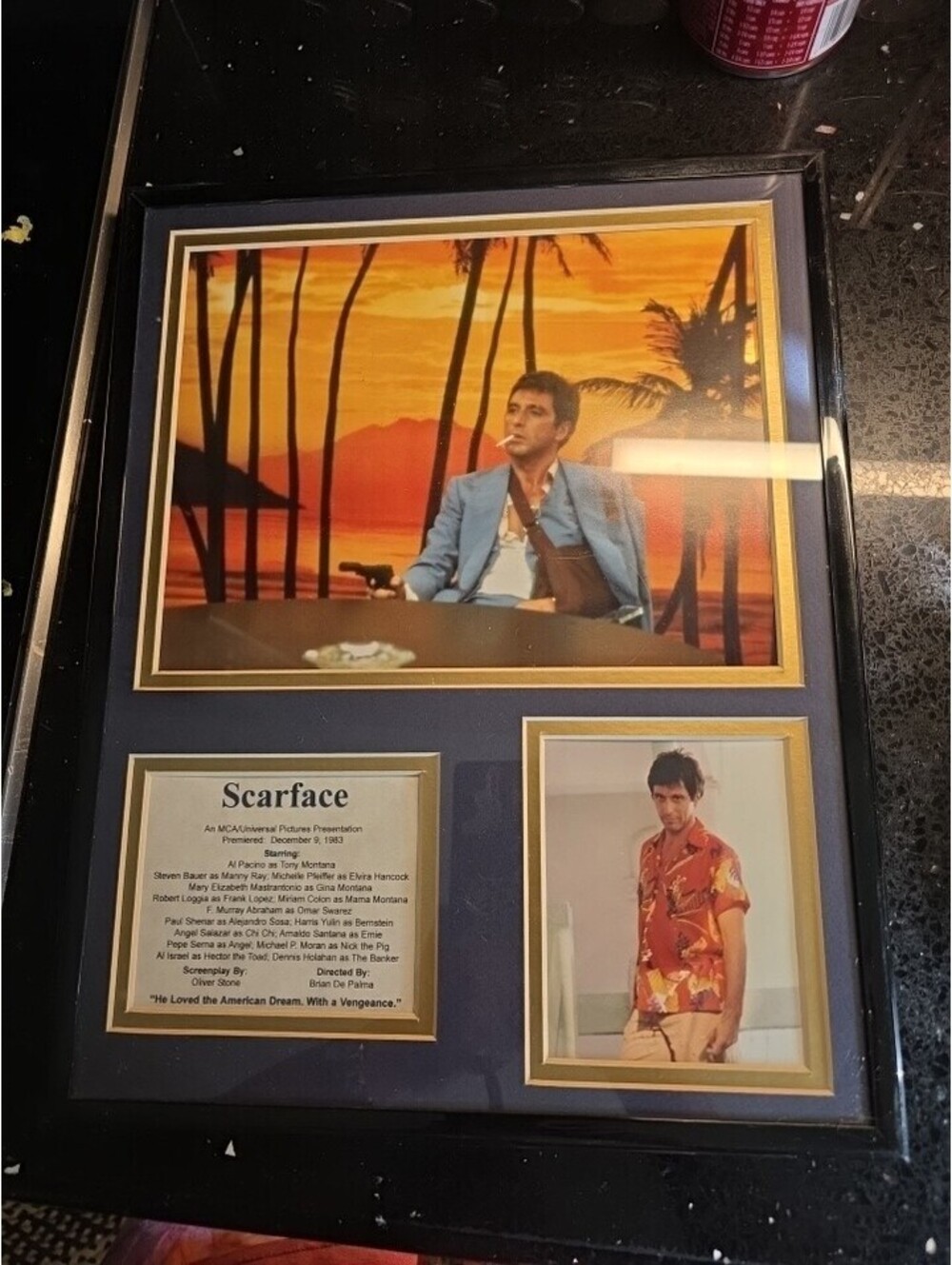 11x14 FRAMED SCARFACE AL PACINO CAST LIST TONY MONTANA GUN SHOT 8X10 PHOTO #1